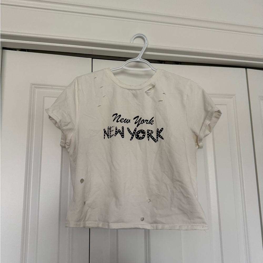 Forever 21+ "New York" Distressed Crop Tee - Edgy & Cute - Size 0X (plus)